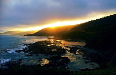 Scenic view of sea during sunset