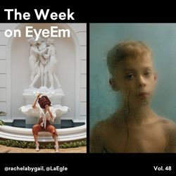 Digital composite image of baby statue