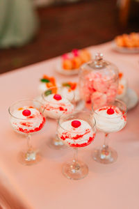 High angle view of cake on table