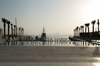 View of bridge over sea against clear sky