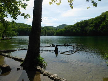 Scenic view of lake against sky