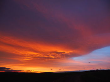 Scenic view of dramatic sky during sunset