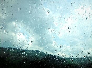 Close-up of water drops on glass