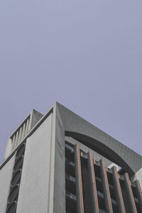 Low angle view of modern building against clear sky