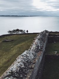 Scenic view of sea against cloudy sky