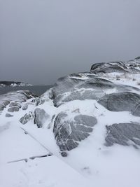 Scenic view of sea against clear sky during winter