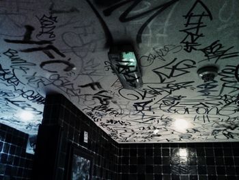 Low angle view of illuminated ceiling