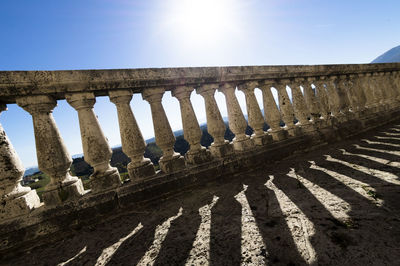 View of colonnade against clear sky