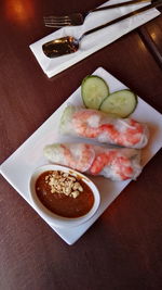 High angle view of meal served in plate