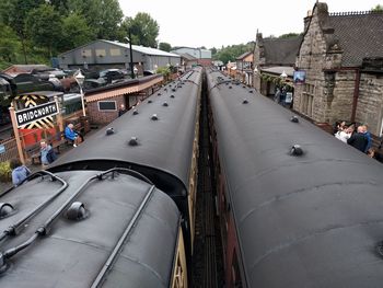 High angle view of train at severn valley railway