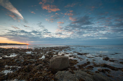 Scenic view of sea against sky during sunset