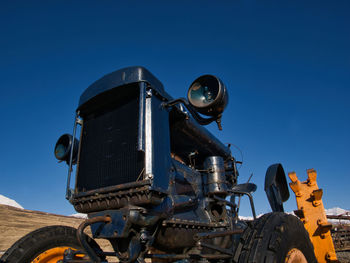 Low angle view of train against clear sky