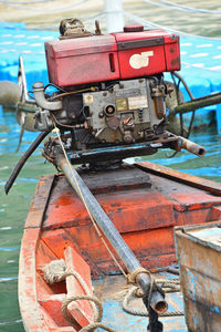 Motorboat moored in river