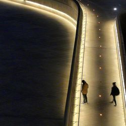 Reflection of illuminated lights in puddle