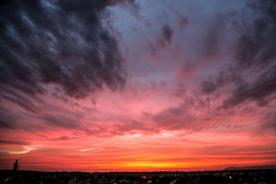 Scenic view of dramatic sky during sunset