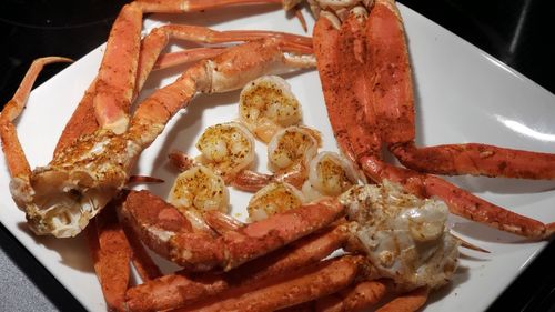 High angle view of meal served in plate