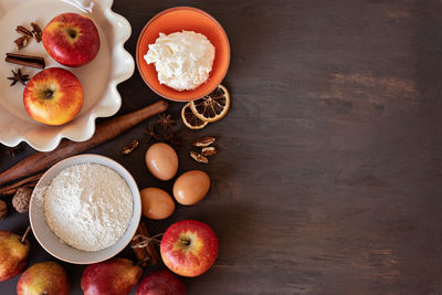 High angle view of fruits on table