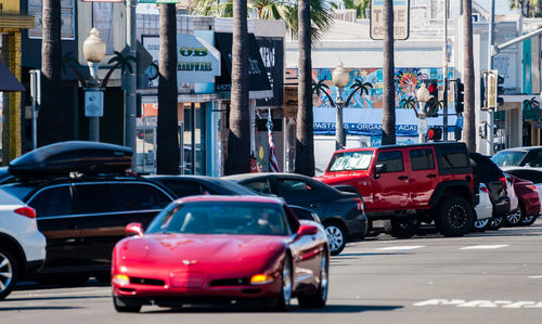 Cars on street in city