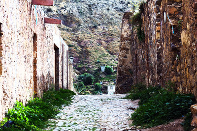 Narrow alley amidst old buildings