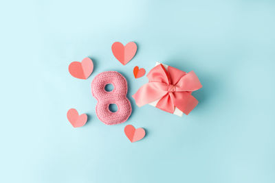 Close-up of heart shapes on white background