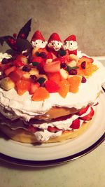 Close-up of dessert in plate on table