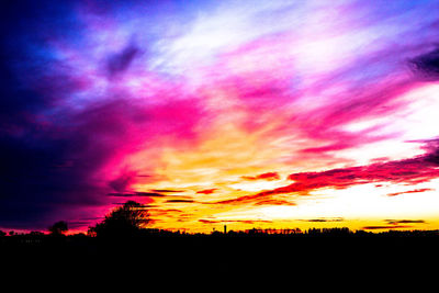 Scenic view of dramatic sky during sunset