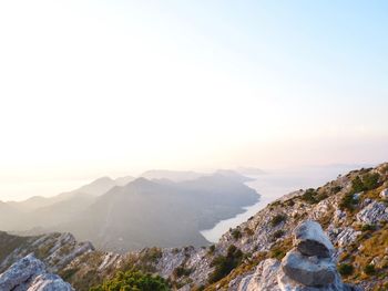 Scenic view of mountains against clear sky