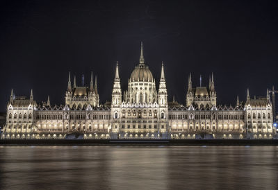 View of illuminated city at night