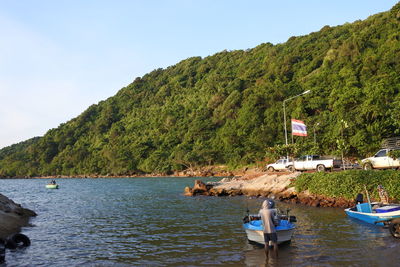 Scenic view of sea against clear sky