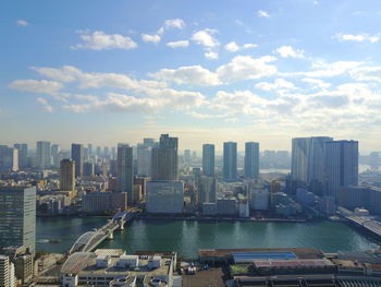 Aerial view of city at waterfront