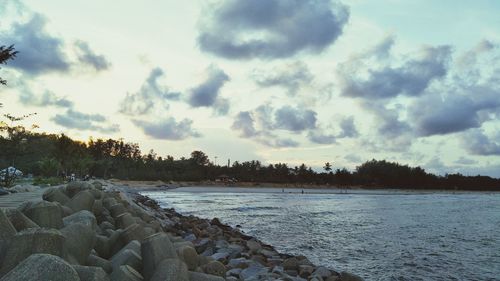 Scenic view of lake against sky