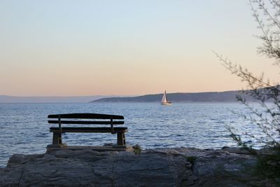 Scenic view of sea at sunset