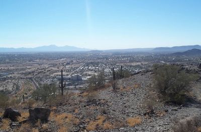 View of cityscape against clear sky