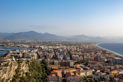 High angle view of milazzo at seaside