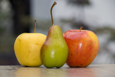 Close-up of apples on table