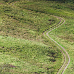High angle view of path along landscape