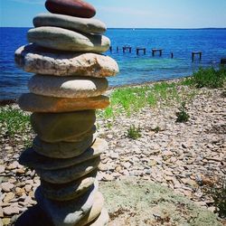 Stack of pebbles on beach