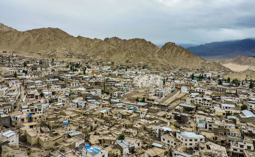 High angle view of townscape against sky