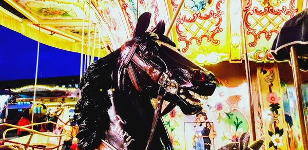 Close-up of carousel in amusement park