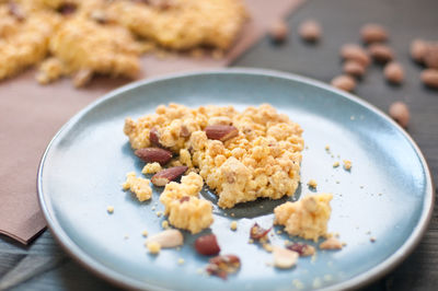 High angle view of breakfast served in plate