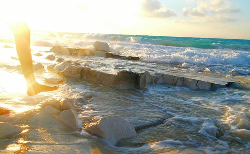 Scenic view of sea at sunset