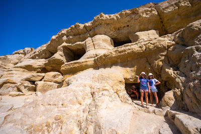 Low angle view of rock formations