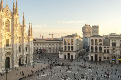 The cathedral square (doumo) in milan seen from the galleria vittorio emanuele ii
