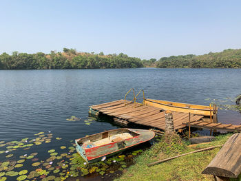 Scenic view of lake against clear sky