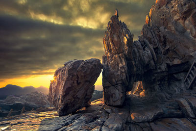 Rock formations at sunset