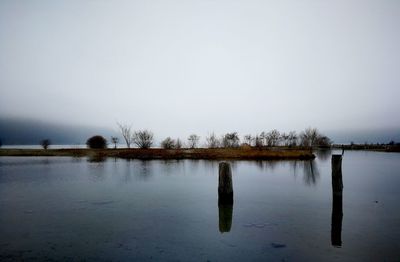 Scenic view of lake against clear sky