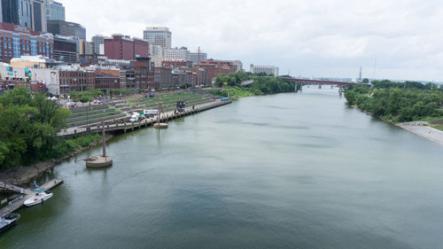 View of river with buildings in background