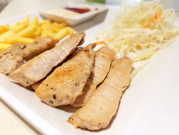 Close-up of food served on plate