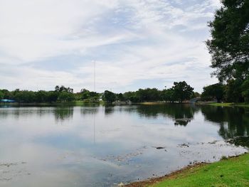 Scenic view of lake against sky