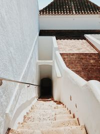 High angle view of staircase in building